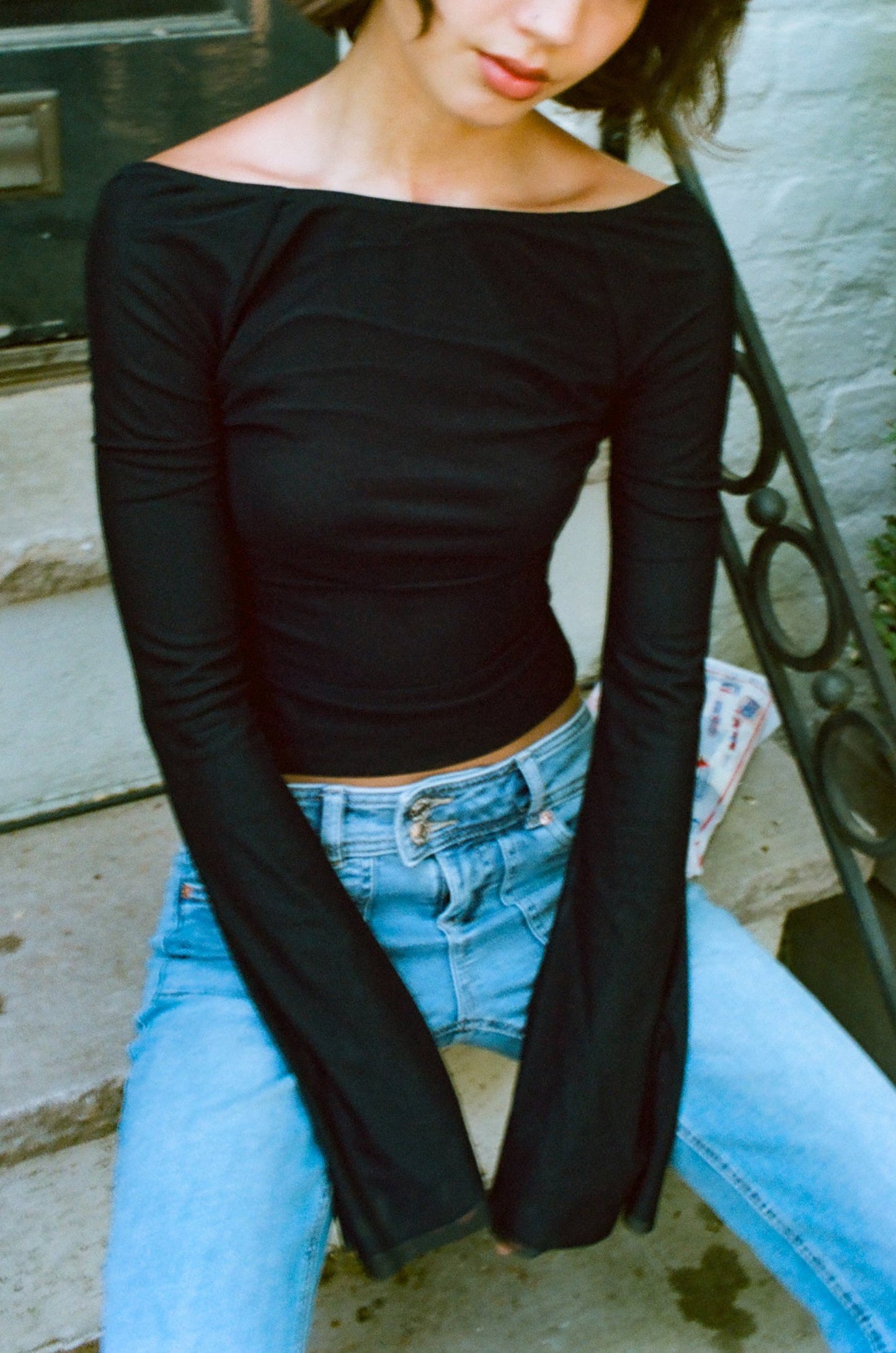 The Jane Top in Black Mesh