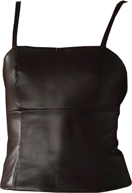 FAUX LEATHER BROWN STRAIGHT TOP