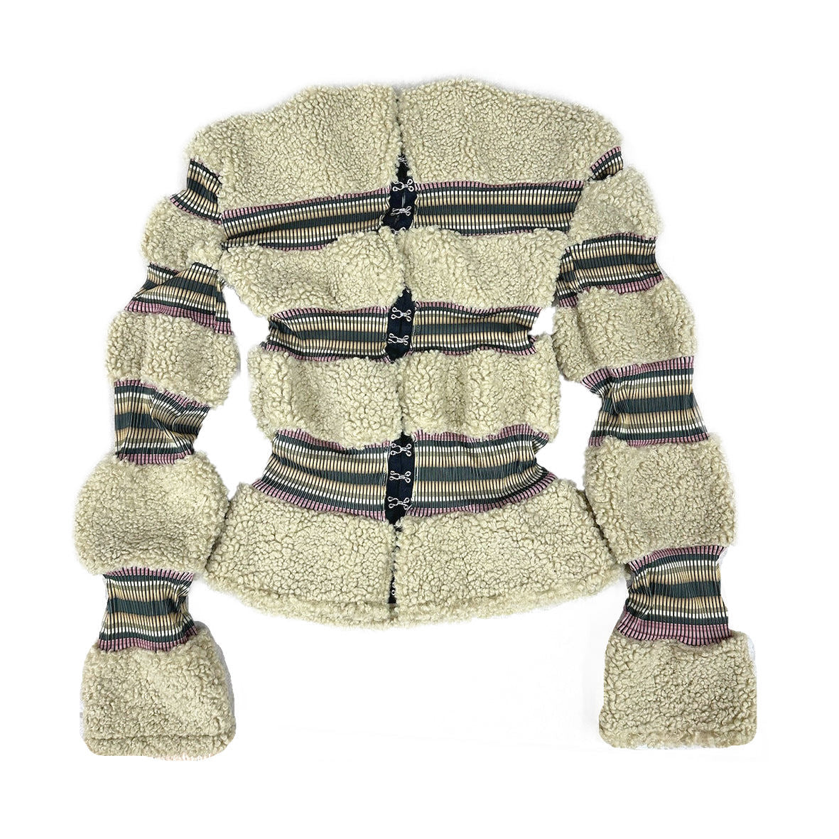 Faux Fur Patchwork Stripe Jacket Top