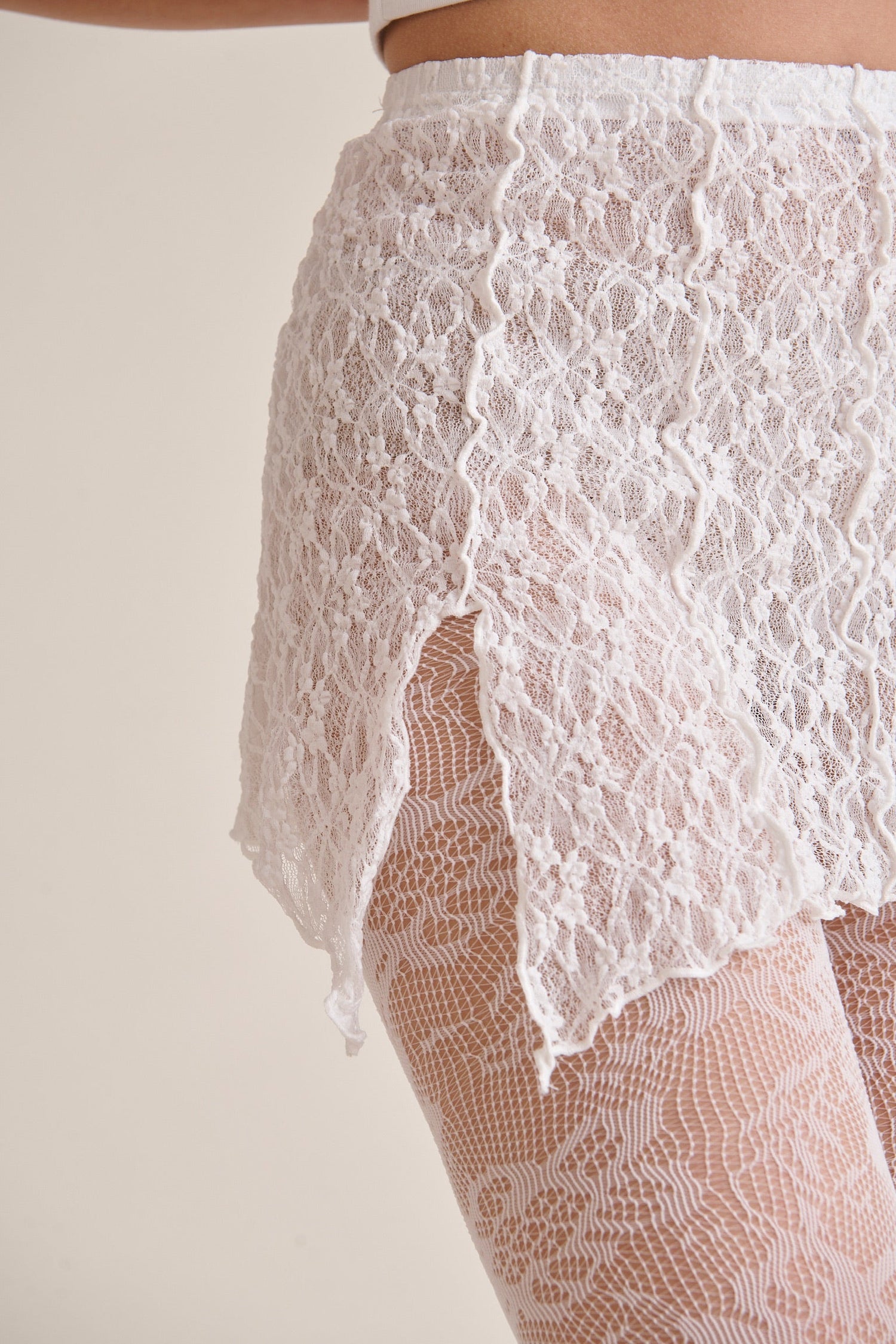 Aria Lace Mini Skirt in White