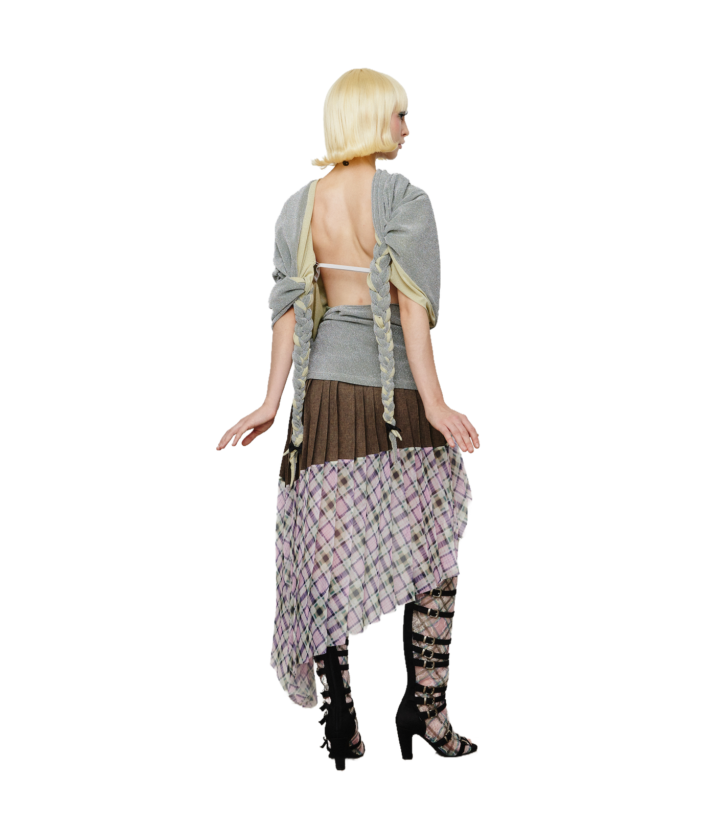 Asymmetrical organza pleated skirt lucid