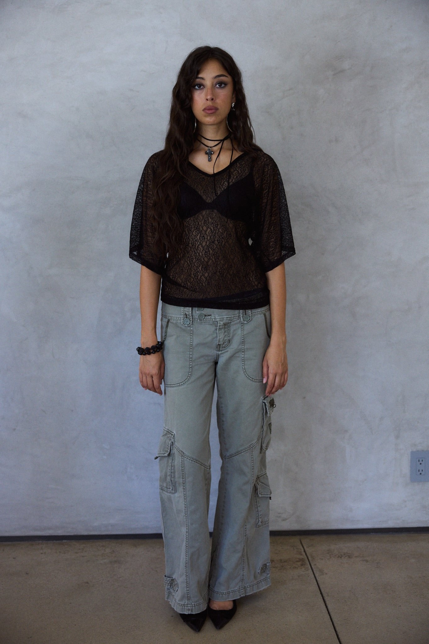 Lily Flutter Tee in Midnight Lace