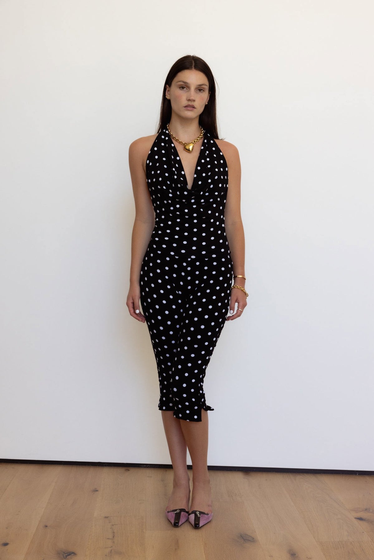 Psyche Capri in Black Polka Dot
