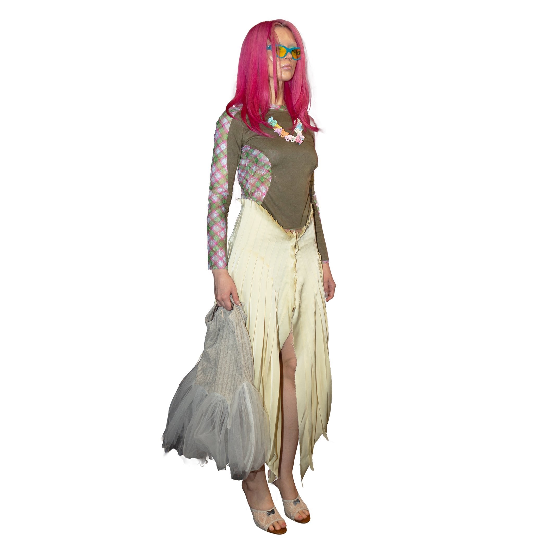 Benedict Satin Pleated Midi Skirt