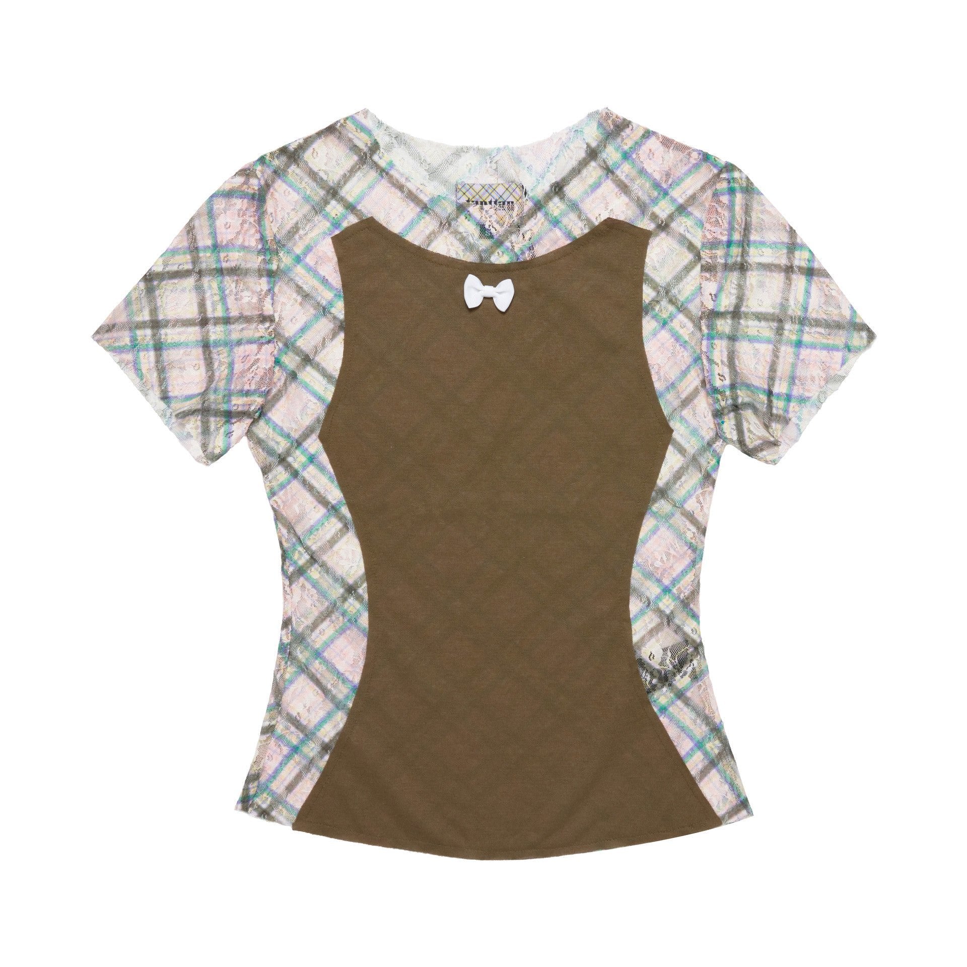 Lace Patch Tshirt Dollhouse Plaid Olive