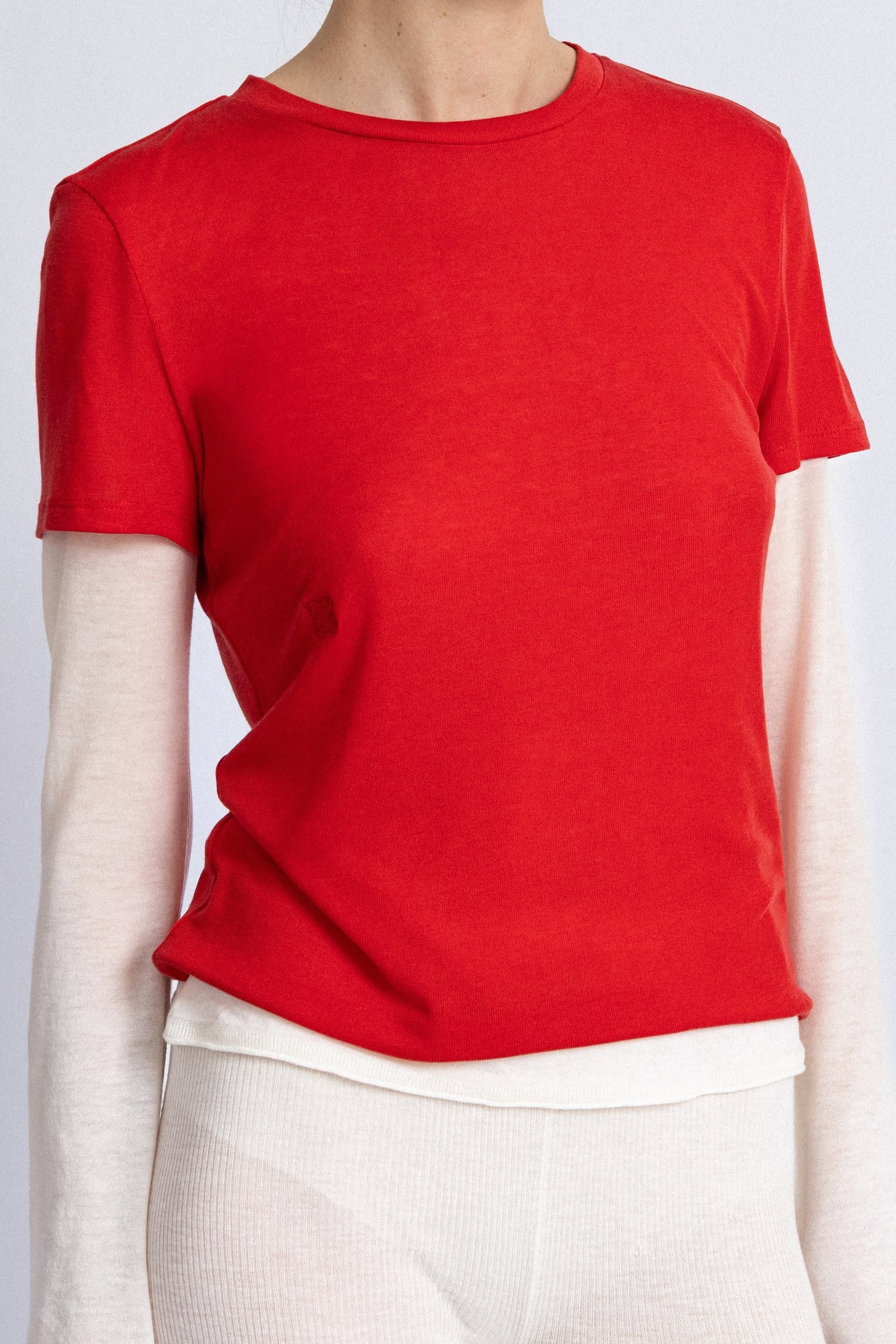 Core Wool Blend Tee in Red