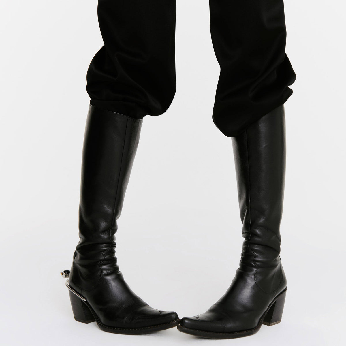 V-Back Trousers in Black Satin