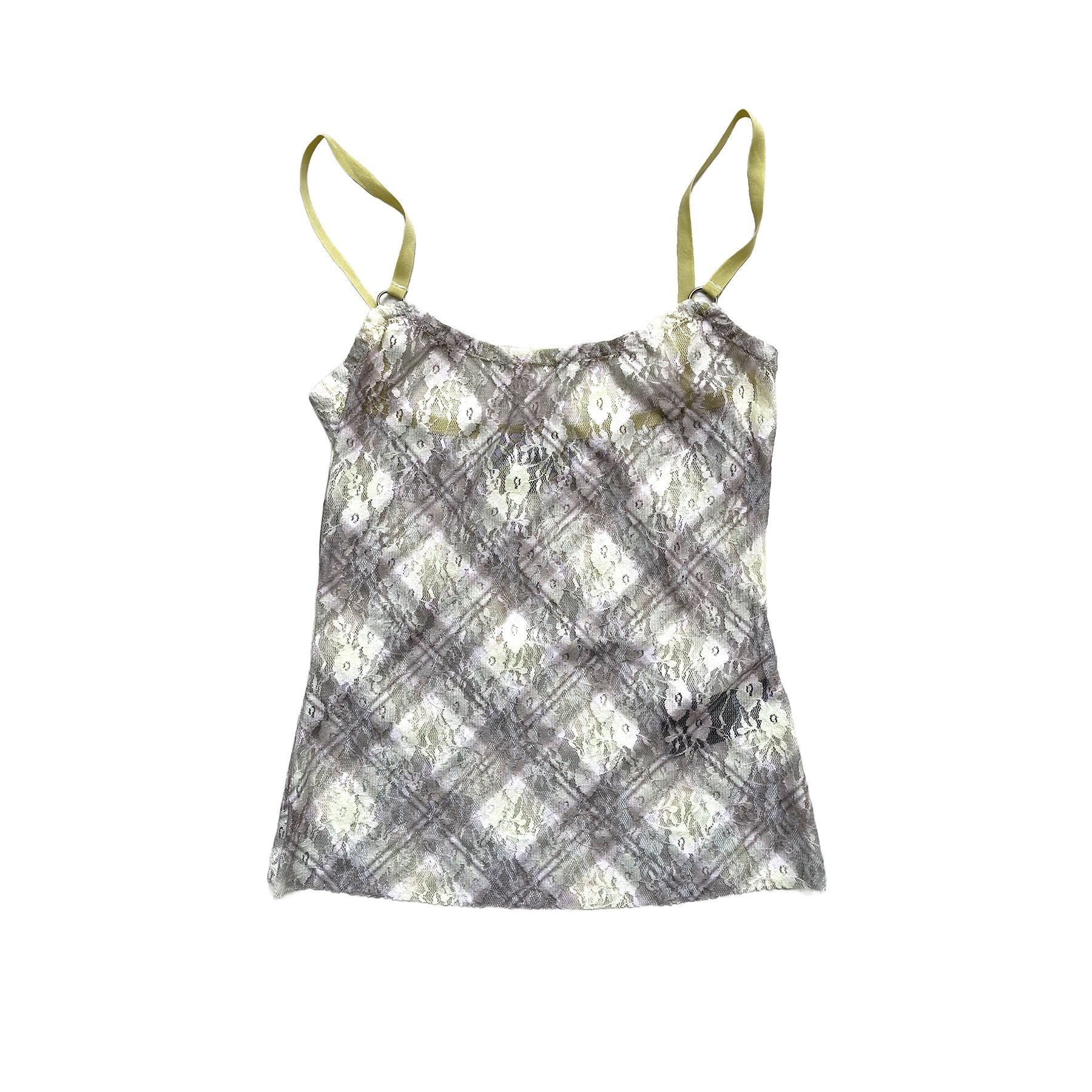 Stretch Lace Cami Top Porcelain Plaid