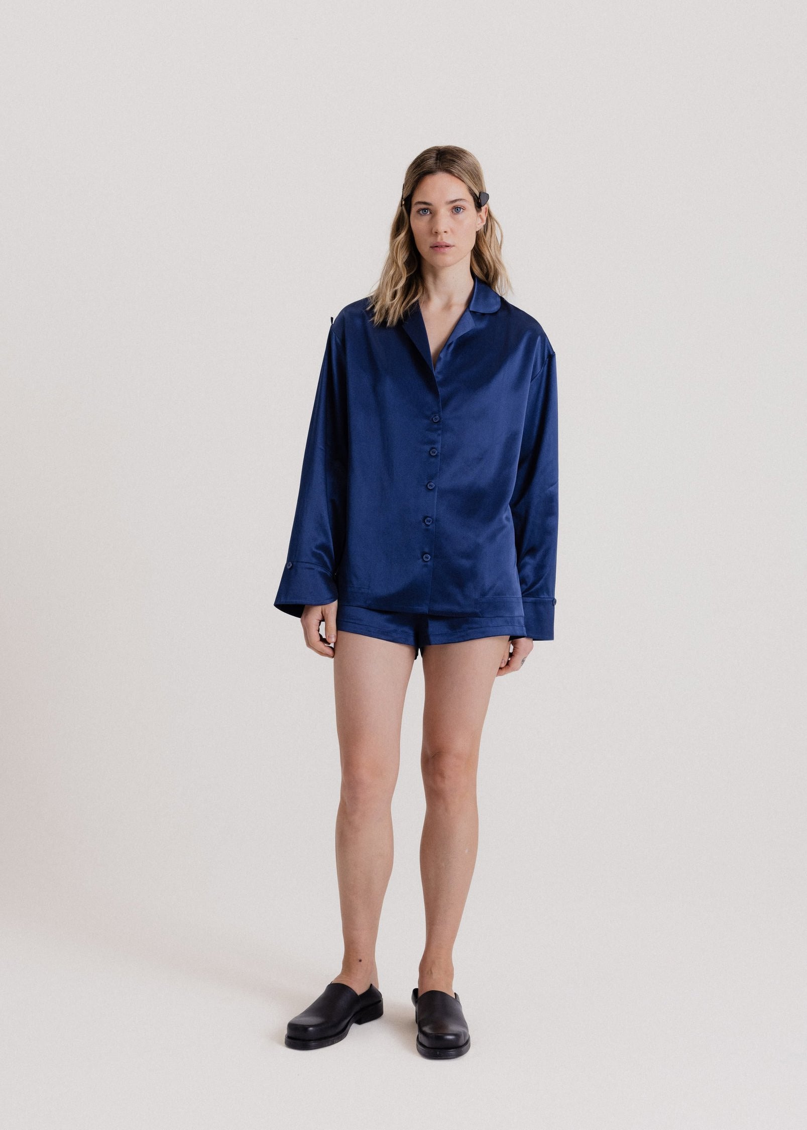 Silk Mini Shorts in Royal Blue