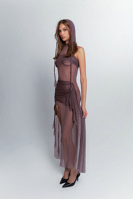 PLUM NYX DRESS WITH HOOD