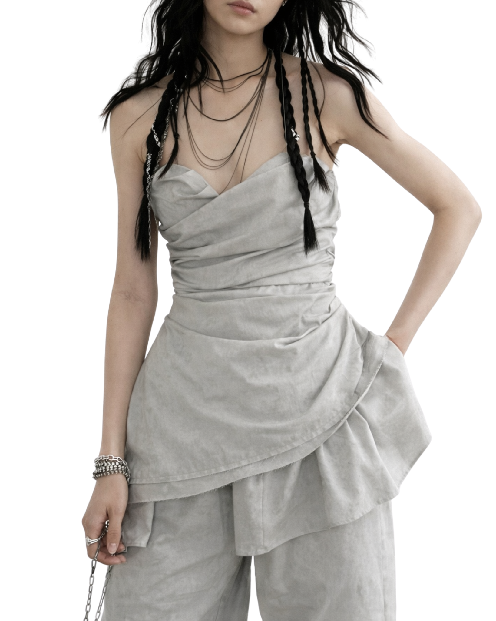 Soft Cement Irregular Tank Top