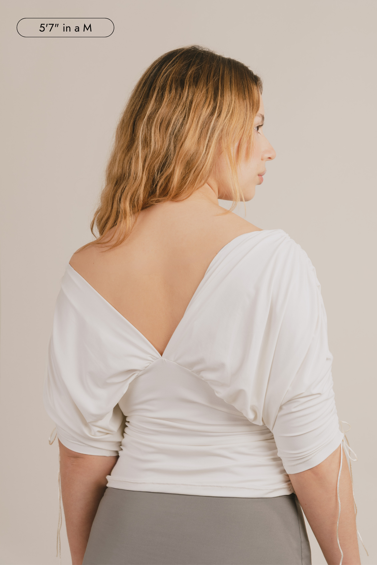 Paloma Deep-V Ruched 3/4 Sleeve Top