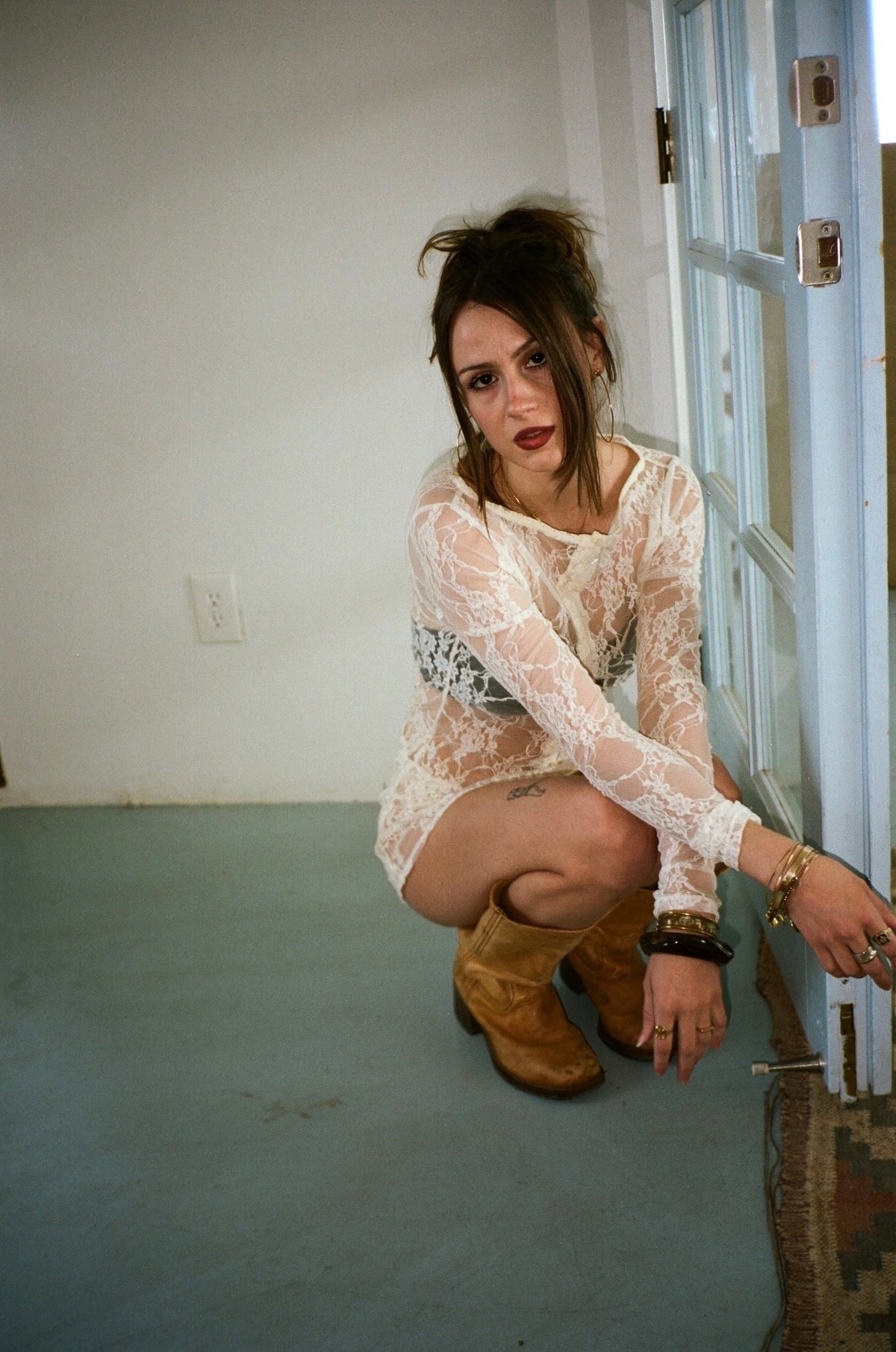 Olympia Skirt in Sandstone Lace