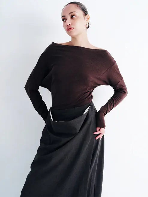 wool blend maxi skirt