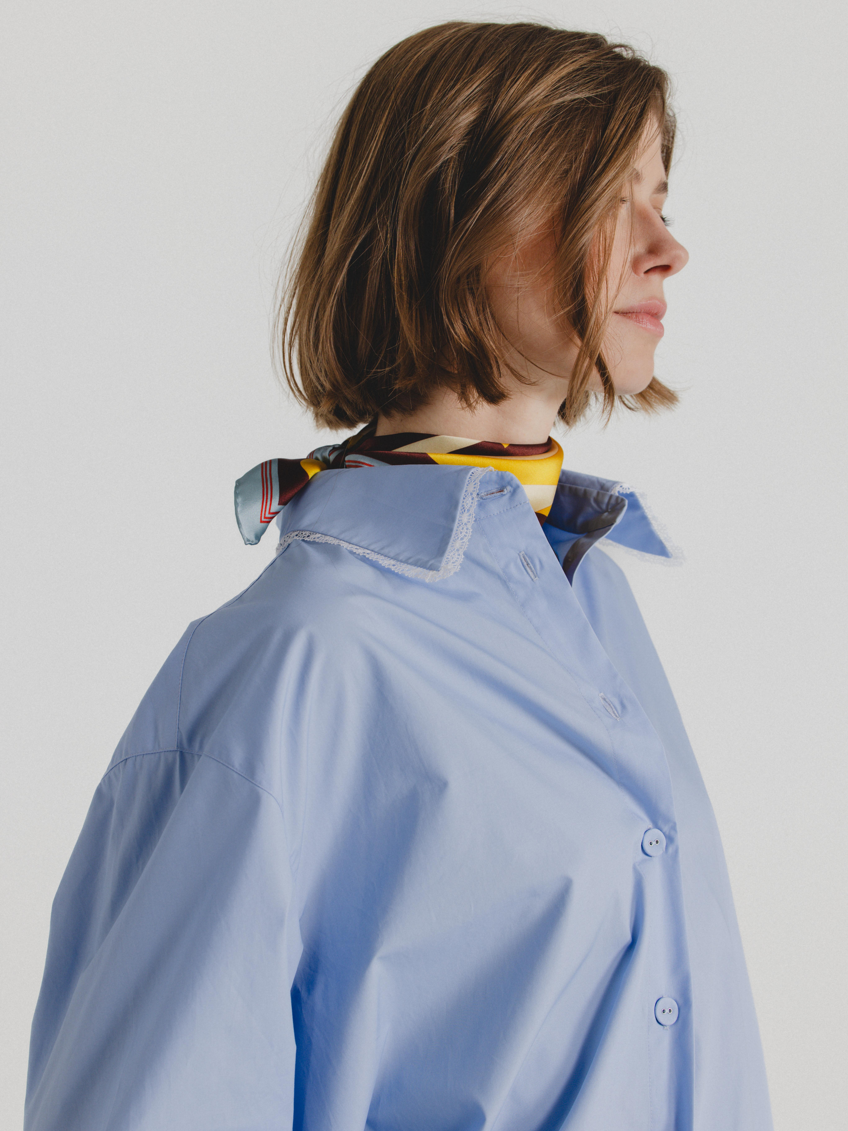 Cotton Poplin Oversized Shirt in Sky Blue
