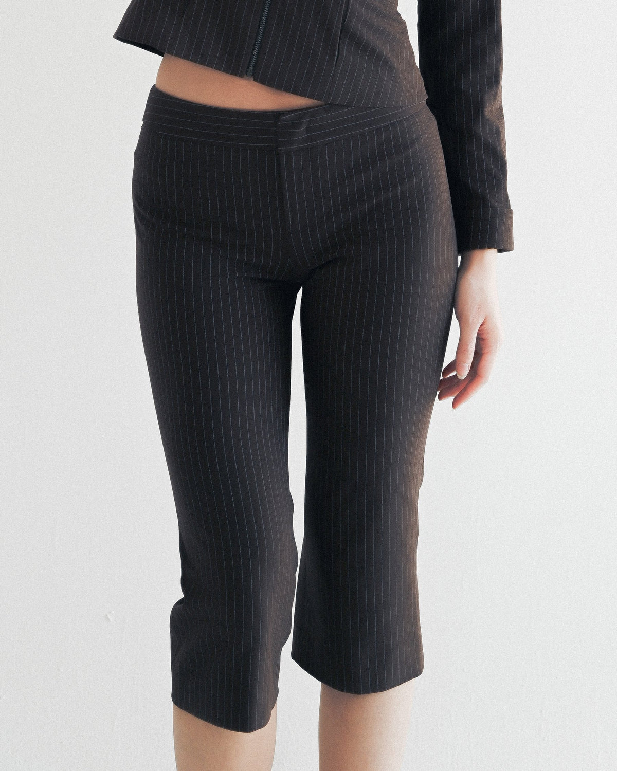 The Harlow Capri in Brown Pinstripe