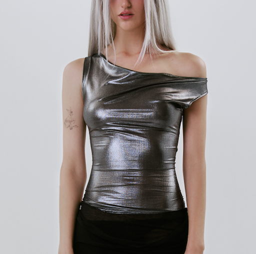 Metallic Black Ida Top
