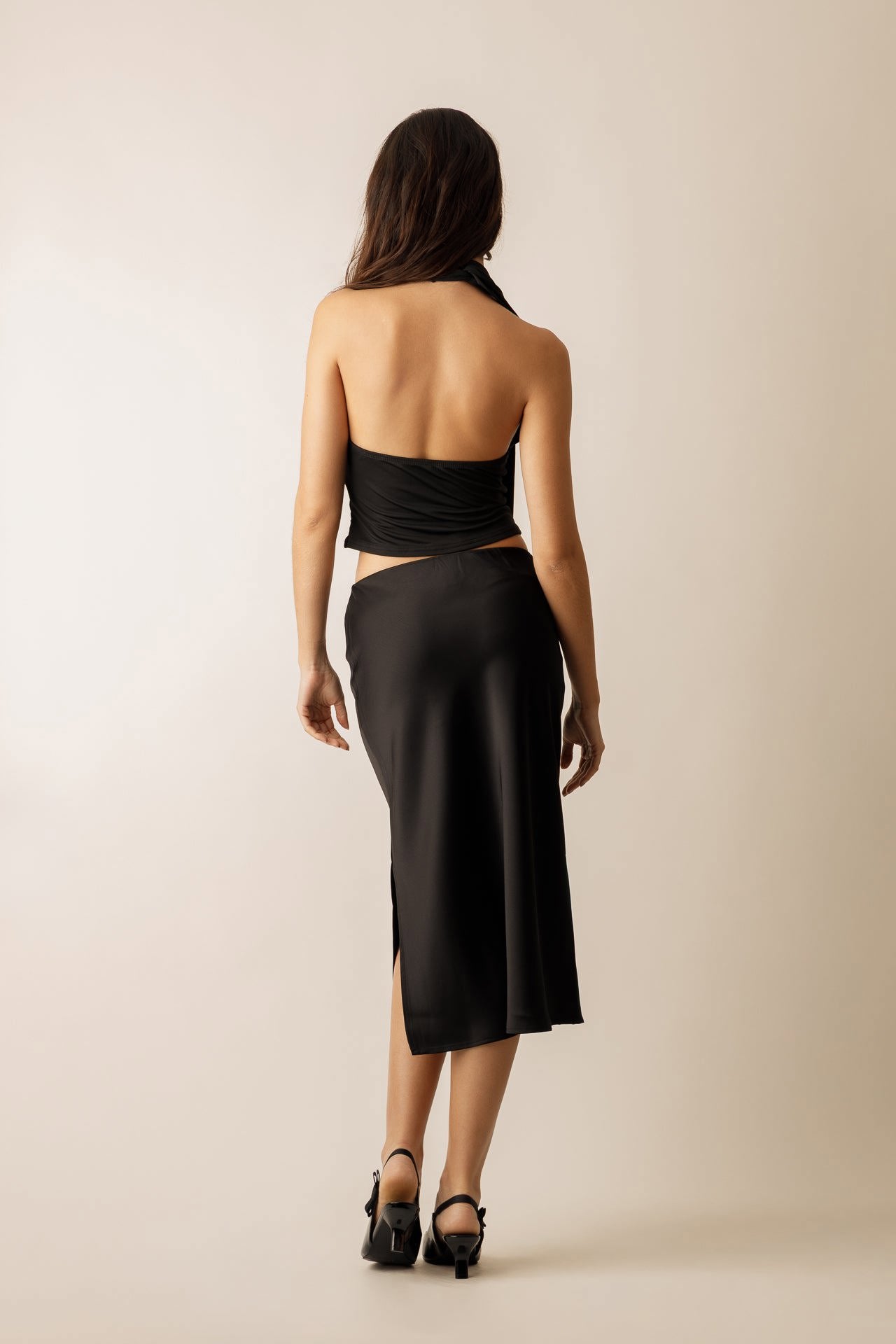 JASMIN SATIN MIDI SKIRT