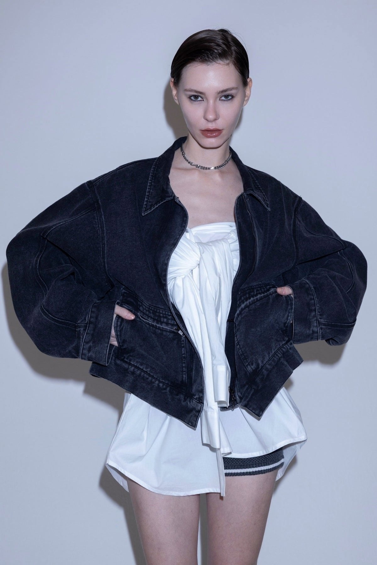 Angle denim jacket