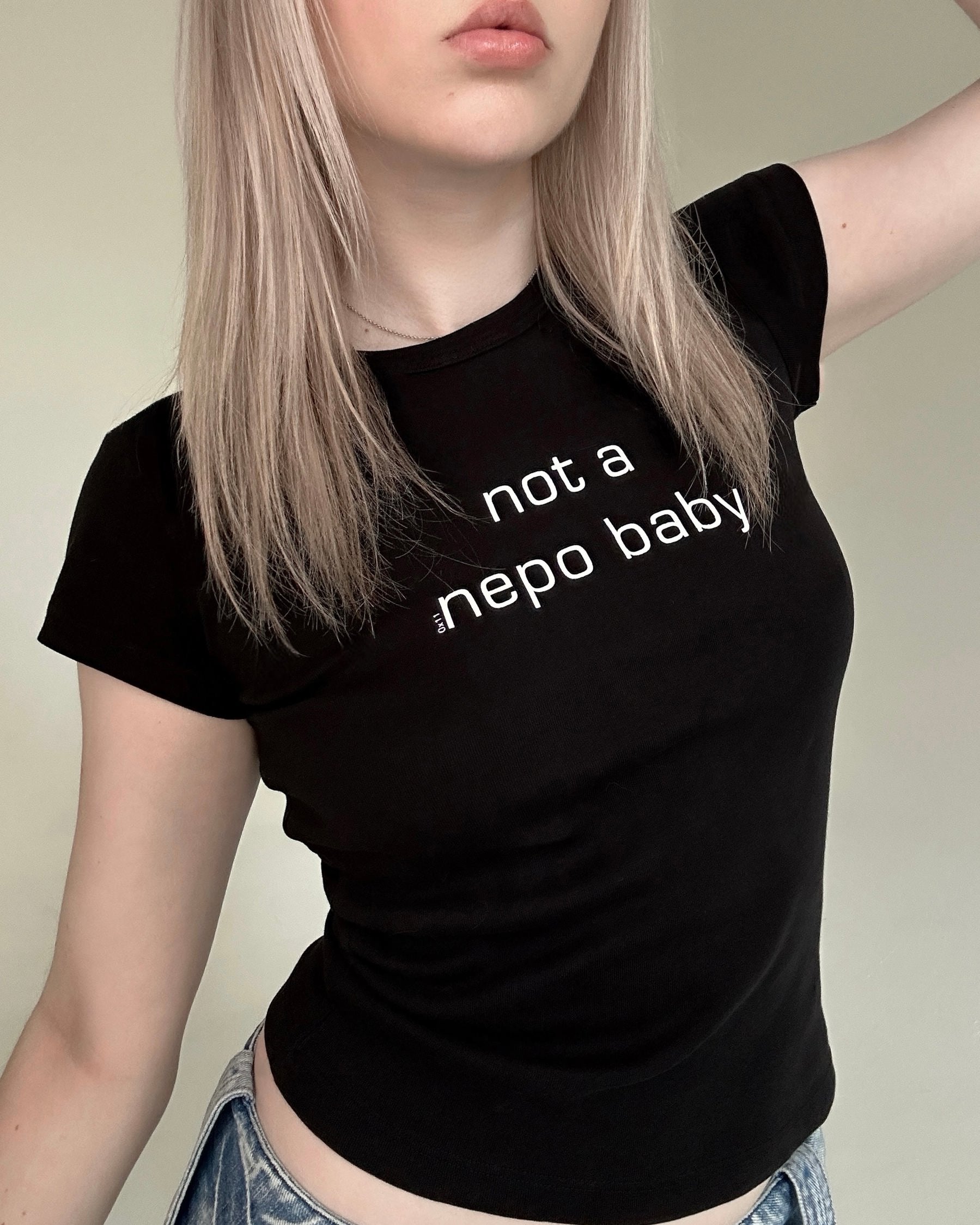 ‘not a nepo baby’ baby tee
