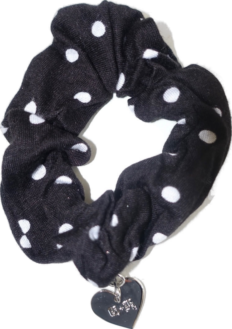 Scrunchie in Black Polka Dot