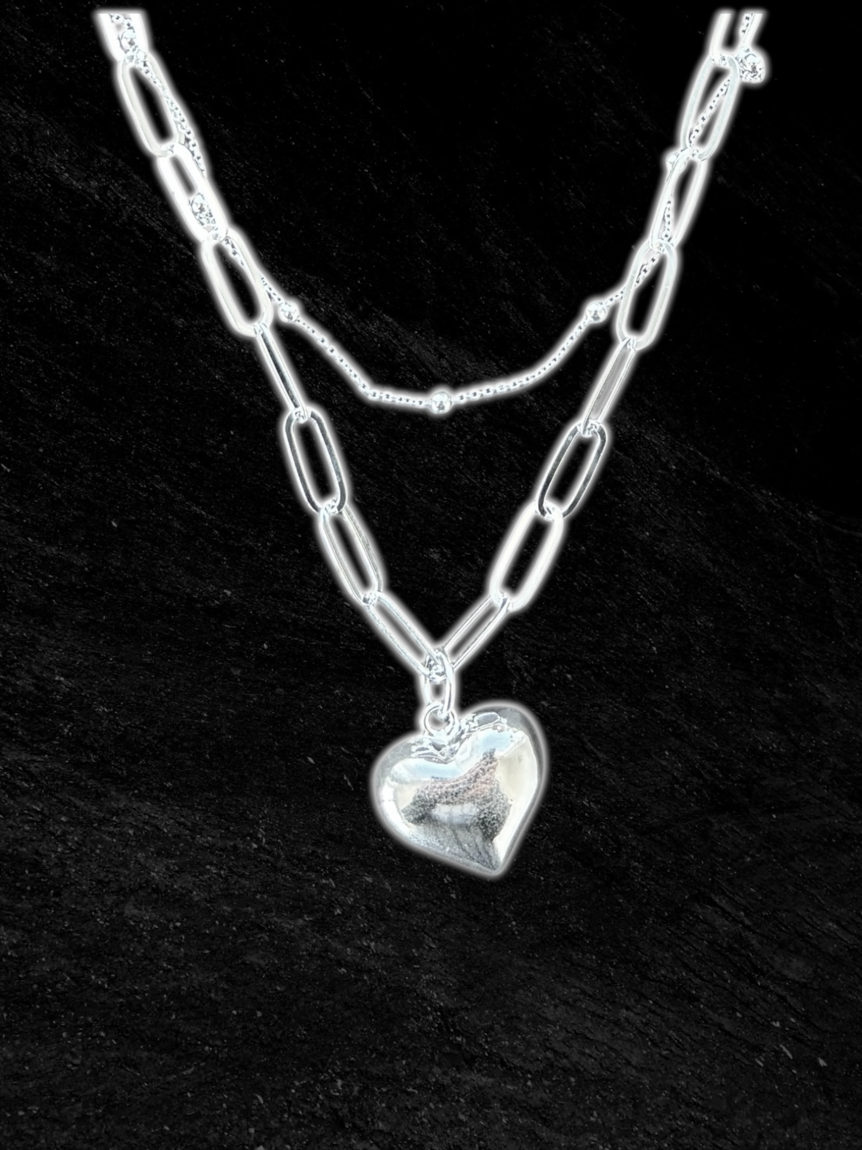 HEART & PAPER CLIP NECKLACE