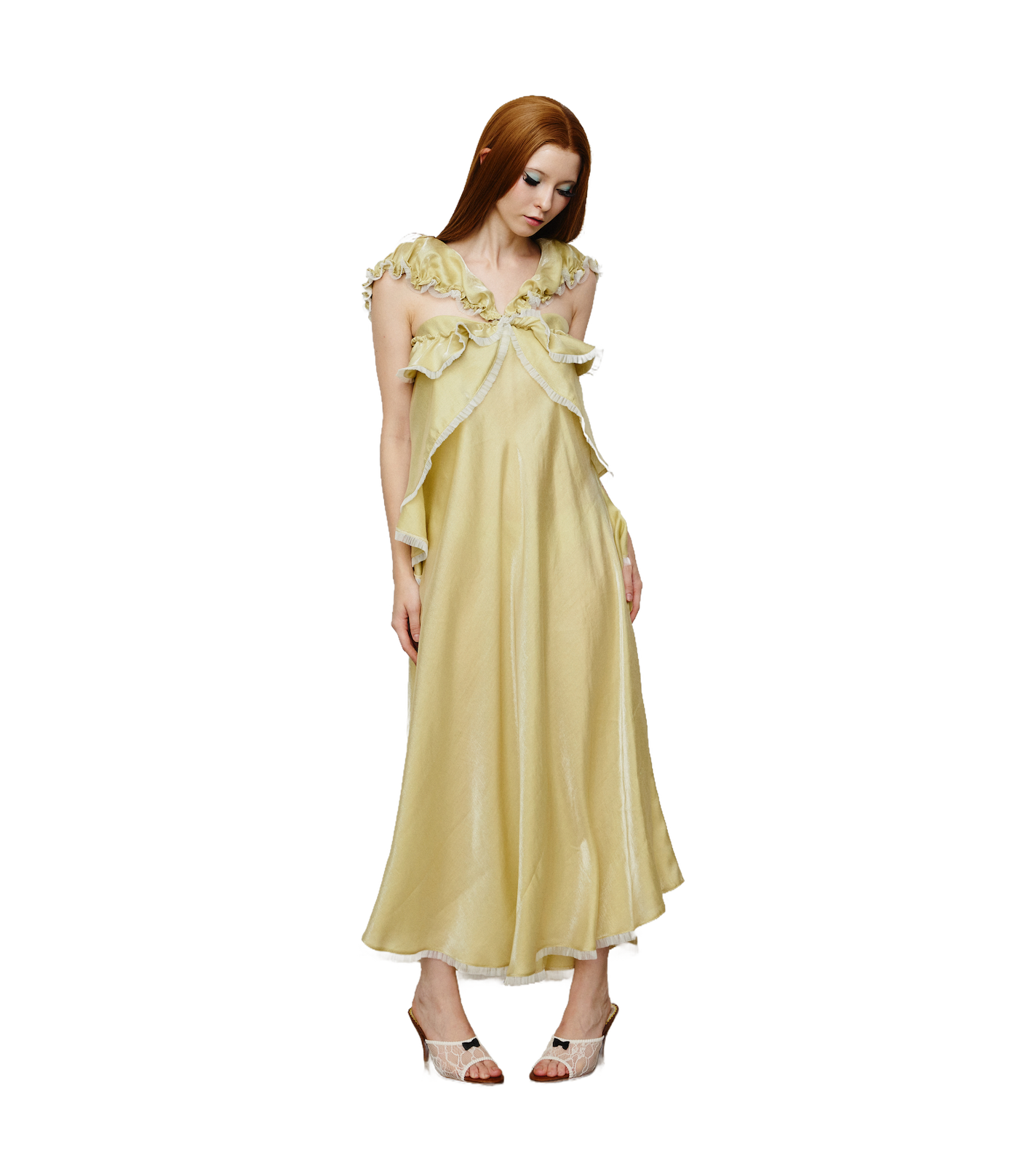 Lemon Glossy Satin Dress