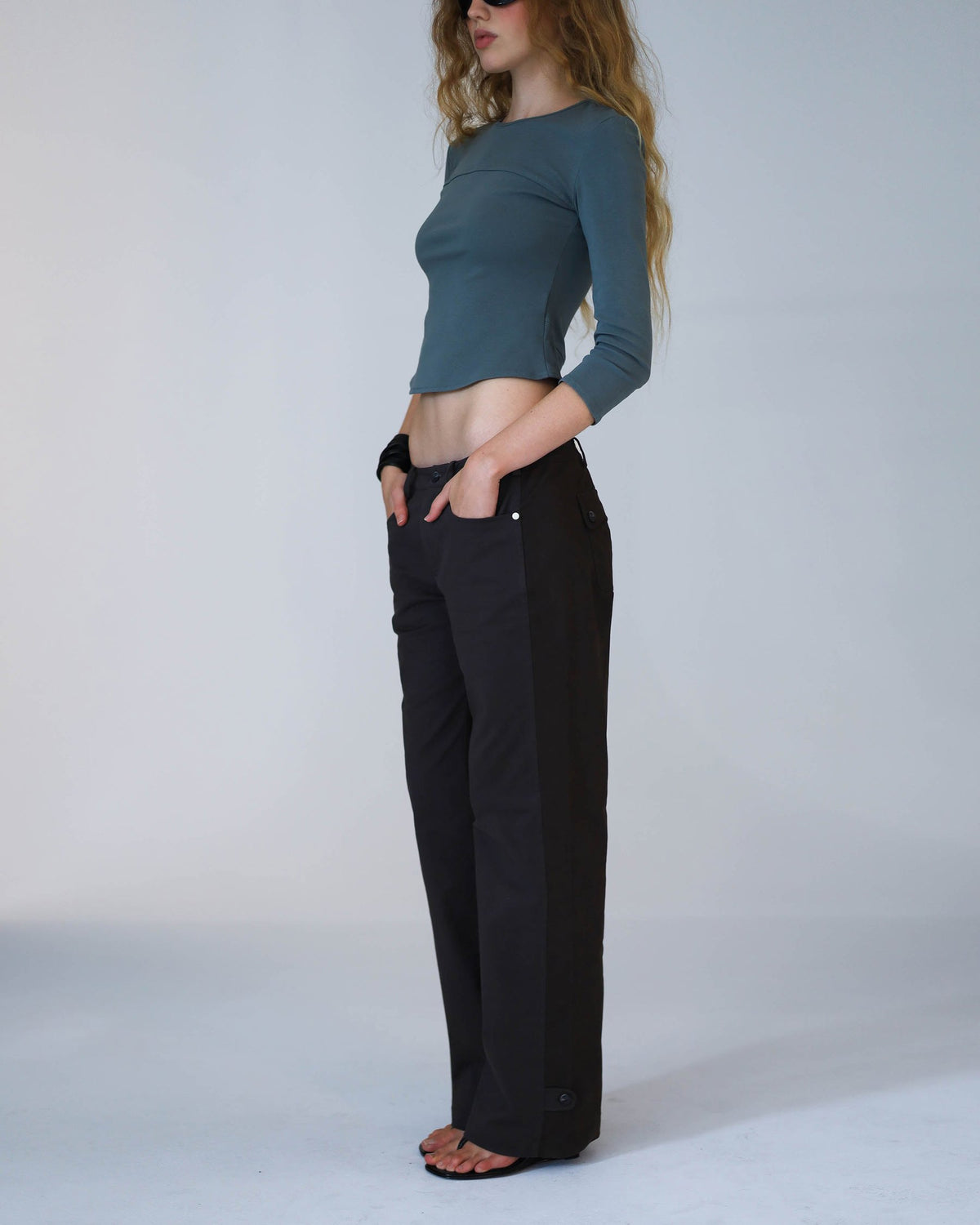INES two tone cargo pants - brown