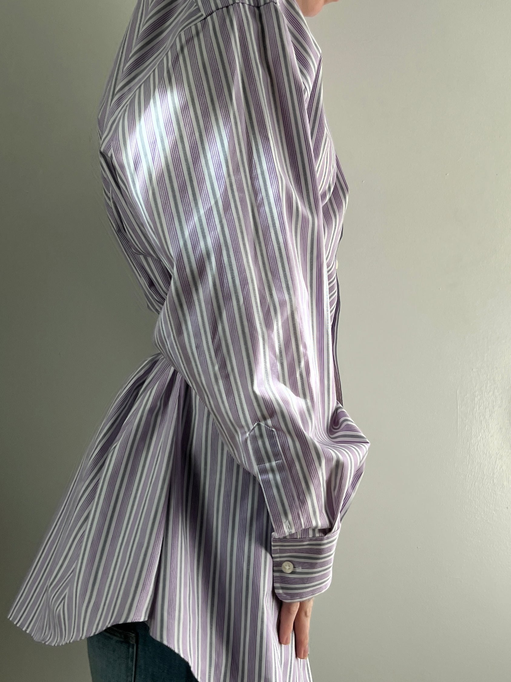 Stretch Waist Button Down- Spring Stripe