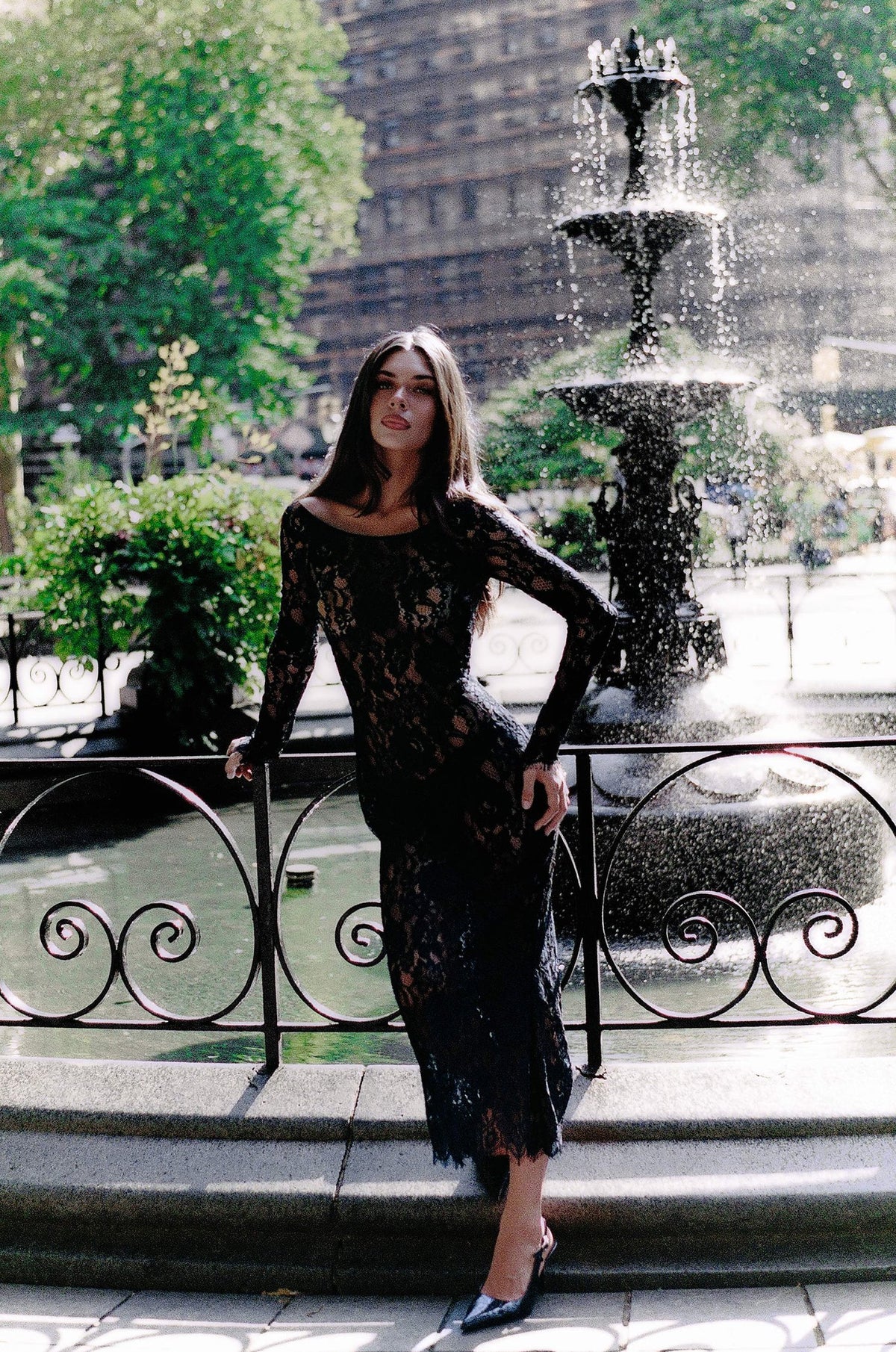 The Scarlett Midi Dress in Black Lace