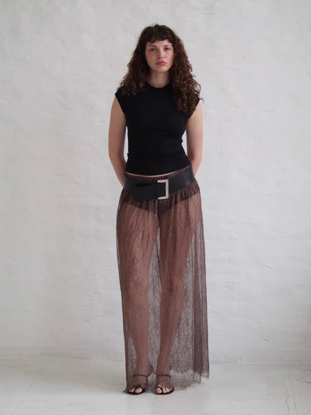 WIDE LEATHER BELT - BLACK