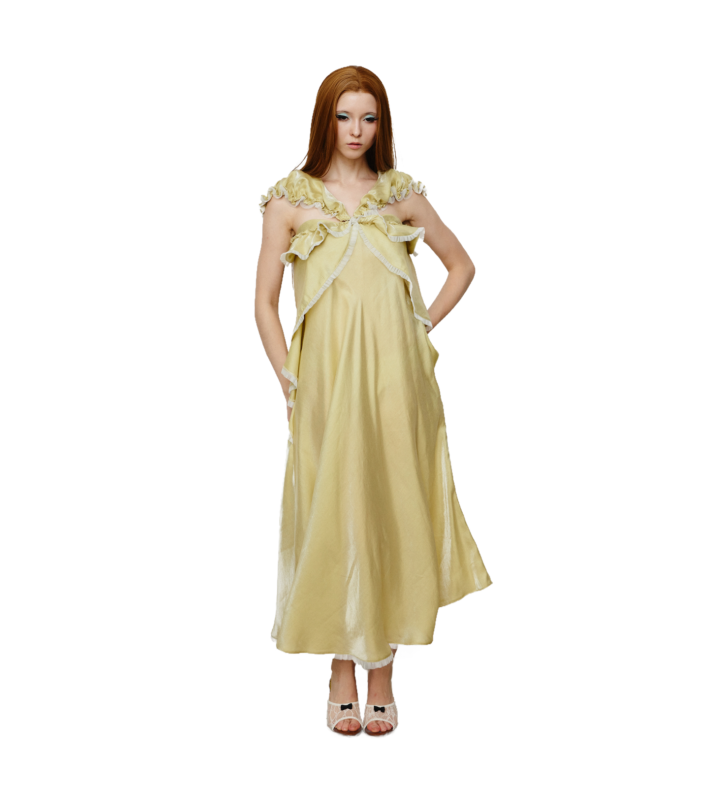 Lemon Glossy Satin Dress