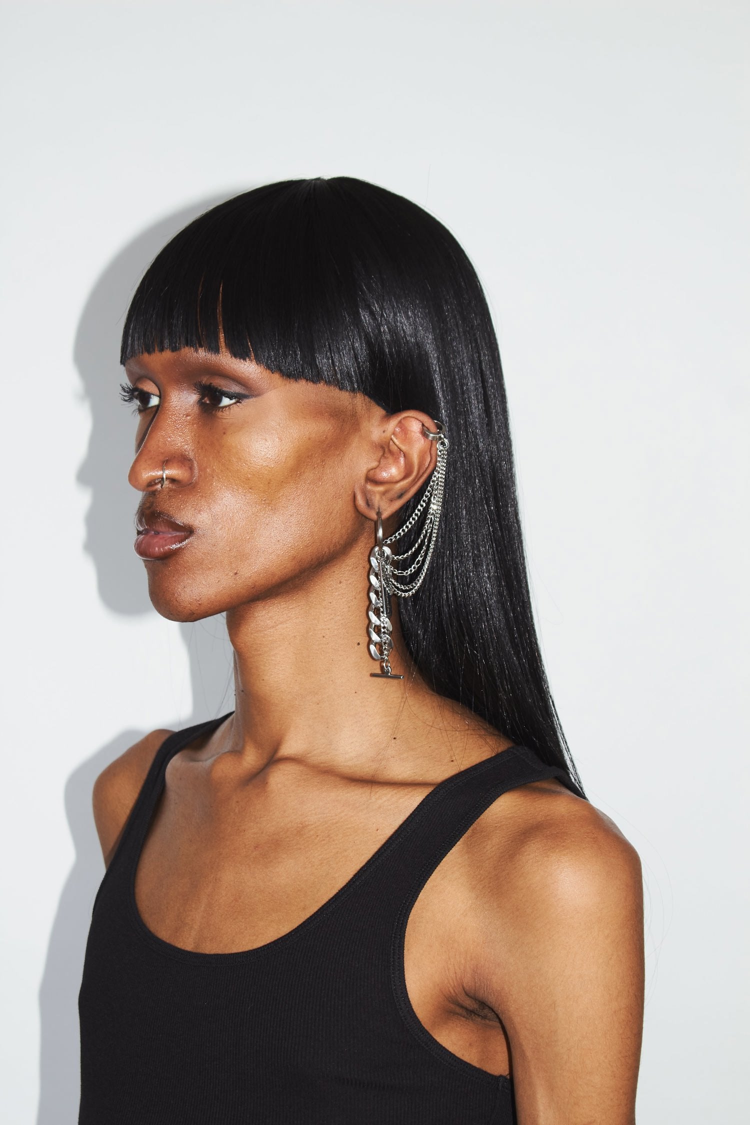 Curb Chain Earring with Ear Cuff