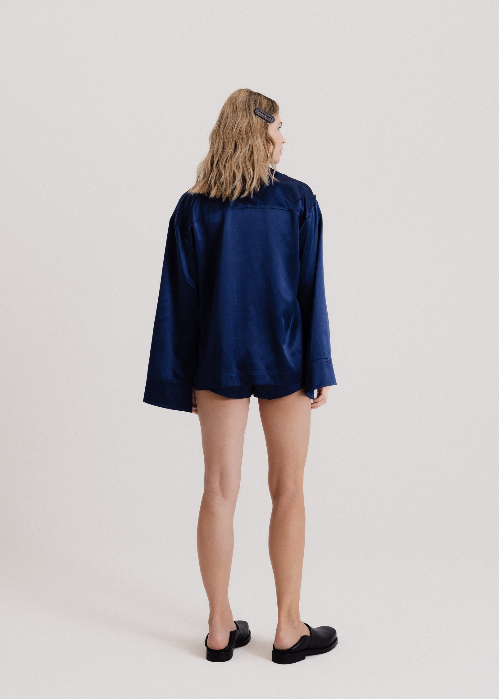 Silk Mini Shorts in Royal Blue