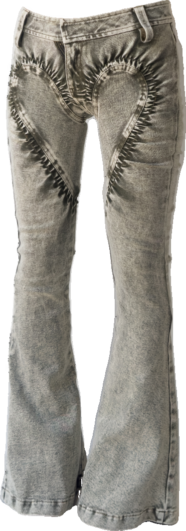 Stretch Denim Heart Ruched Skinny Jeans Green