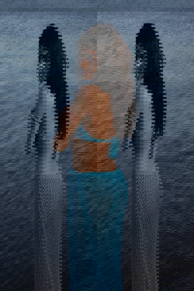 OCEAN CUT-OUT KNITTED MAXI DRESS