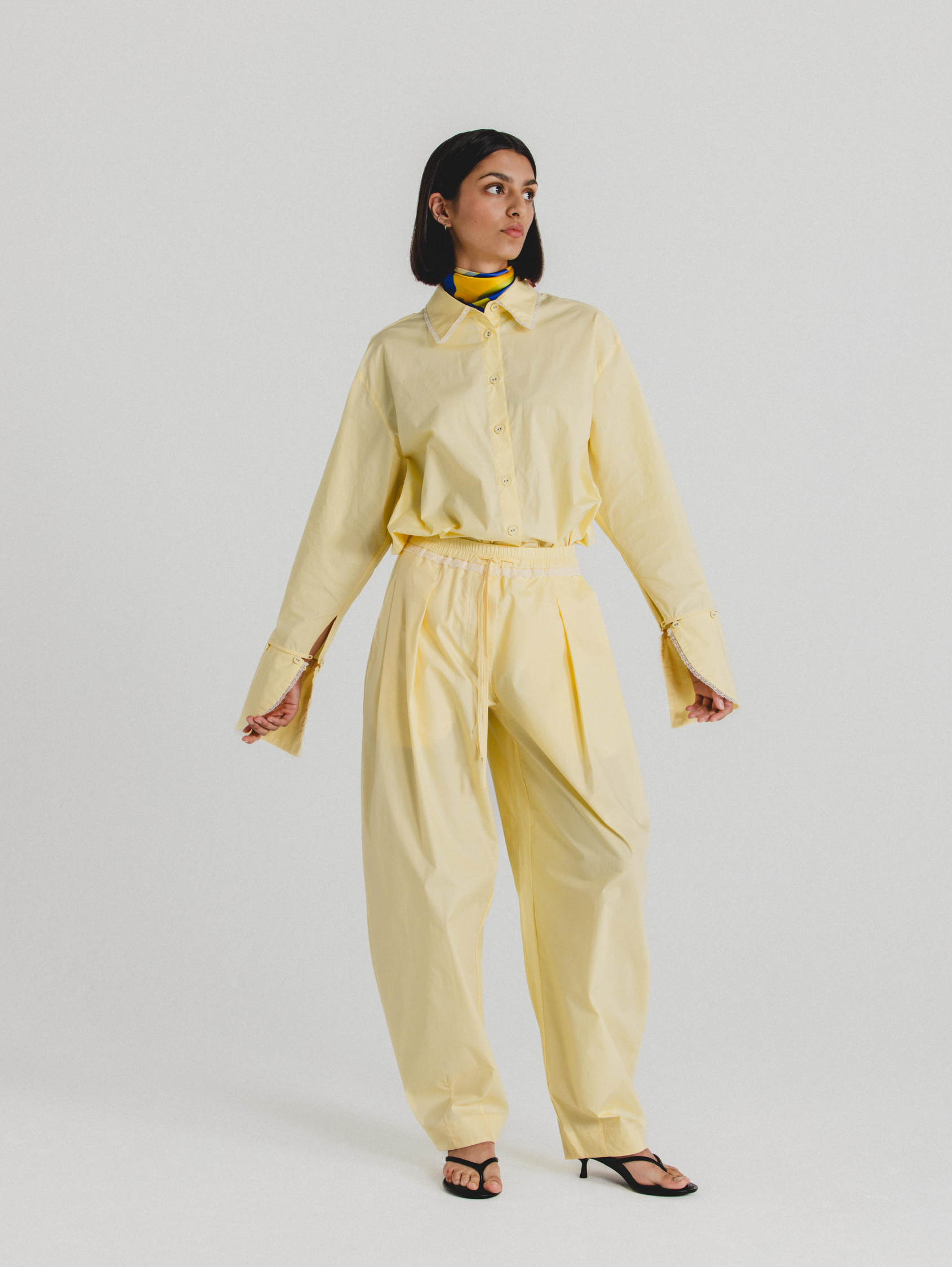 Cotton Poplin Pants in Butter Yellow