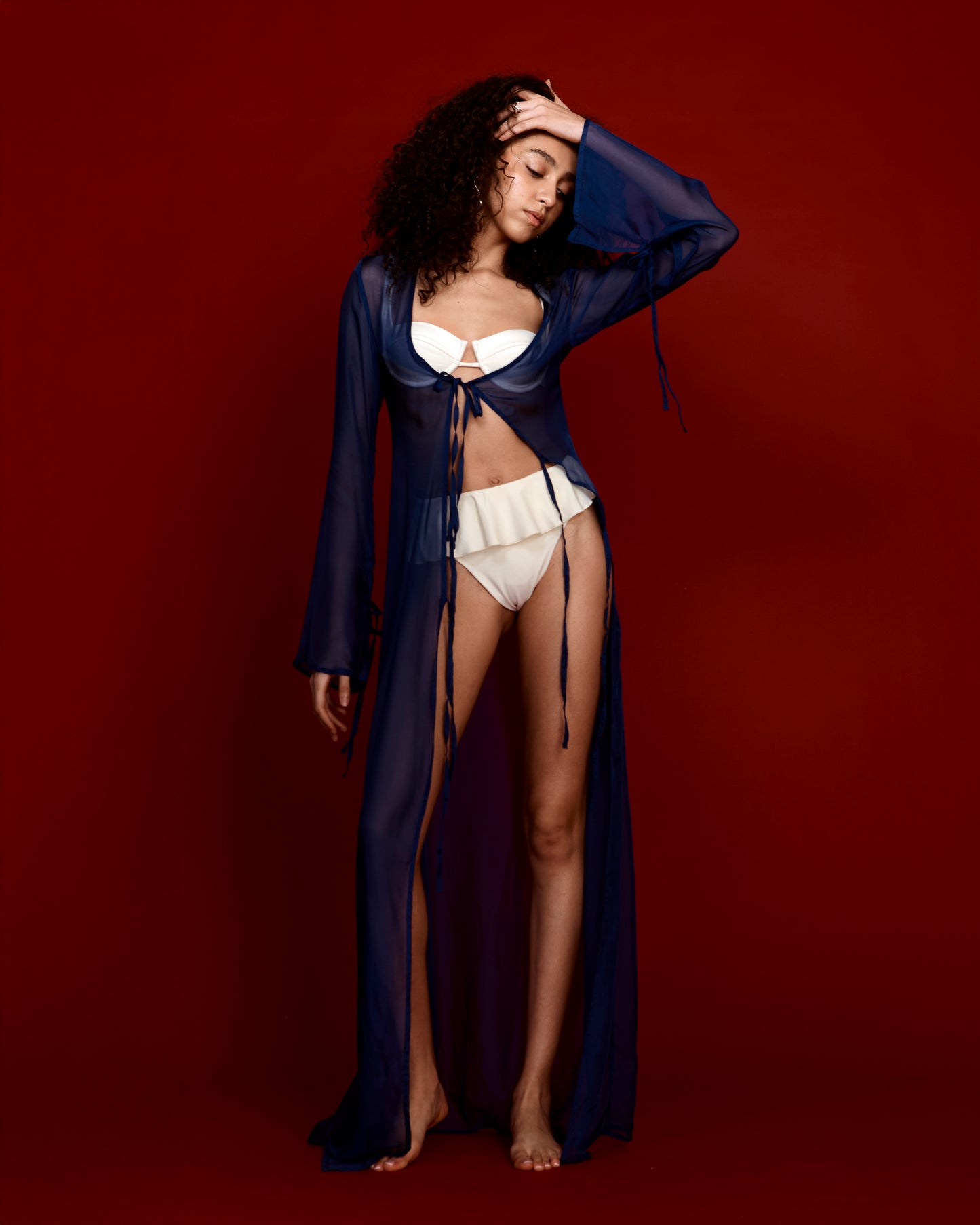 The Alhena Kimono / Blue Silk Chiffon