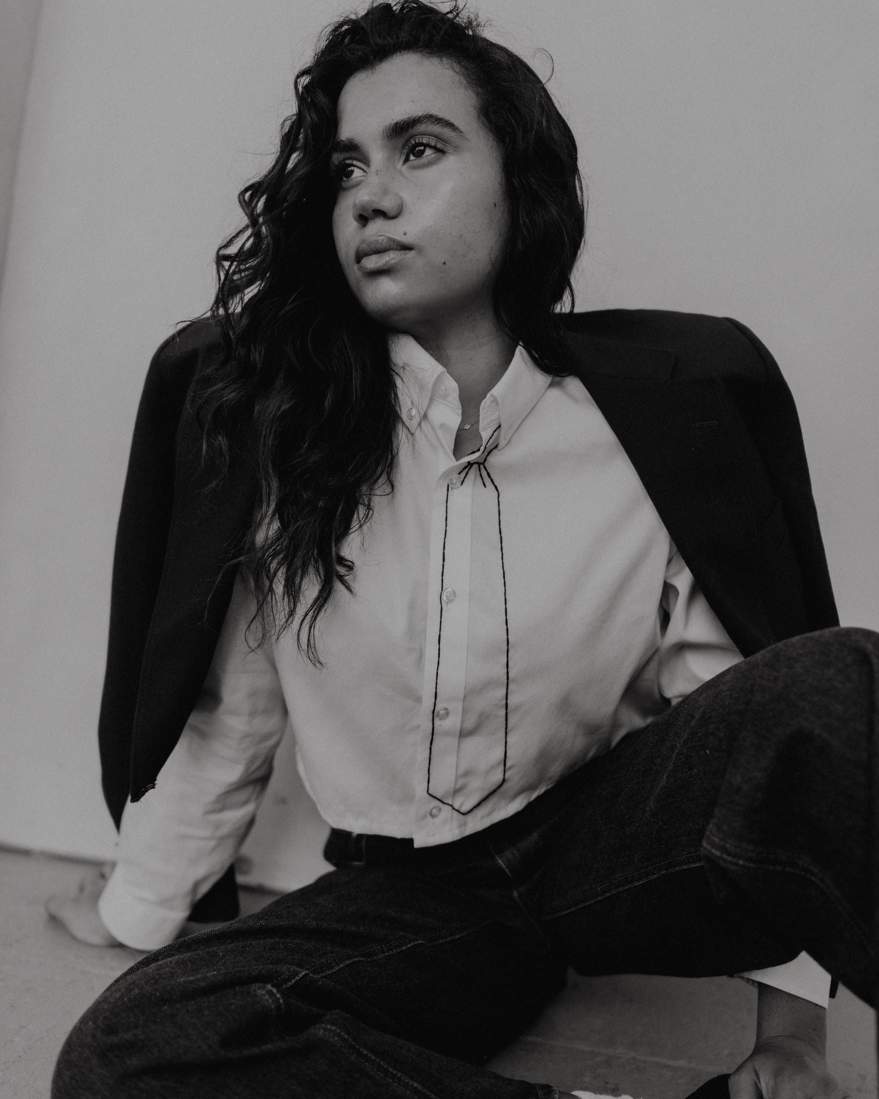 JG x ST Embroidered Cropped Button Down