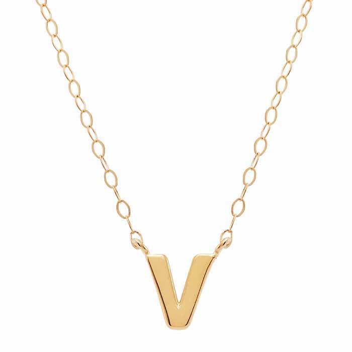 14K Solid Gold Alphabet Necklace