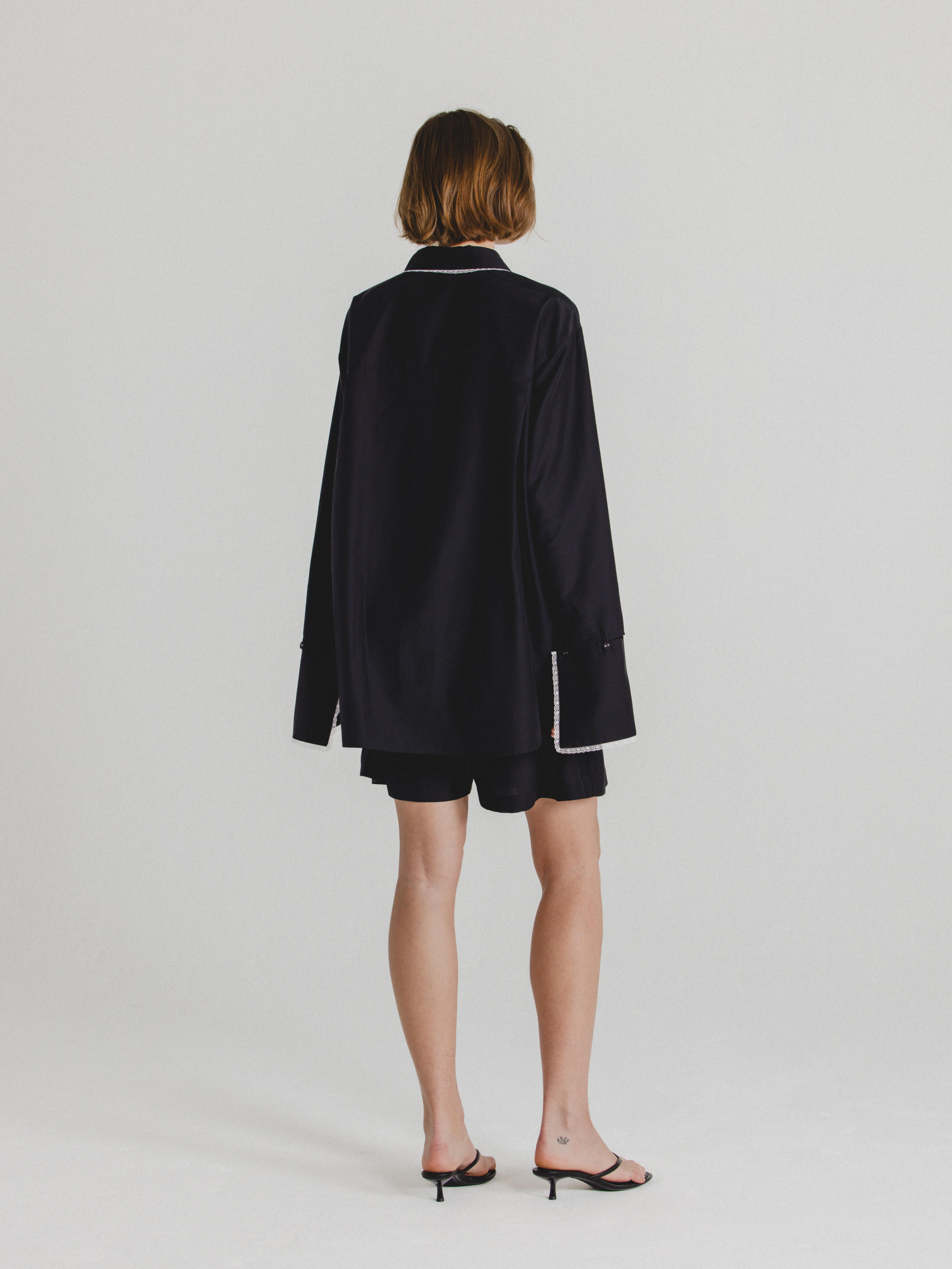 Silk-Cotton Shorts in Black