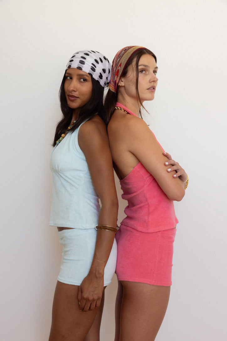 Cleo Hot Shorts in Ice Blue Terry