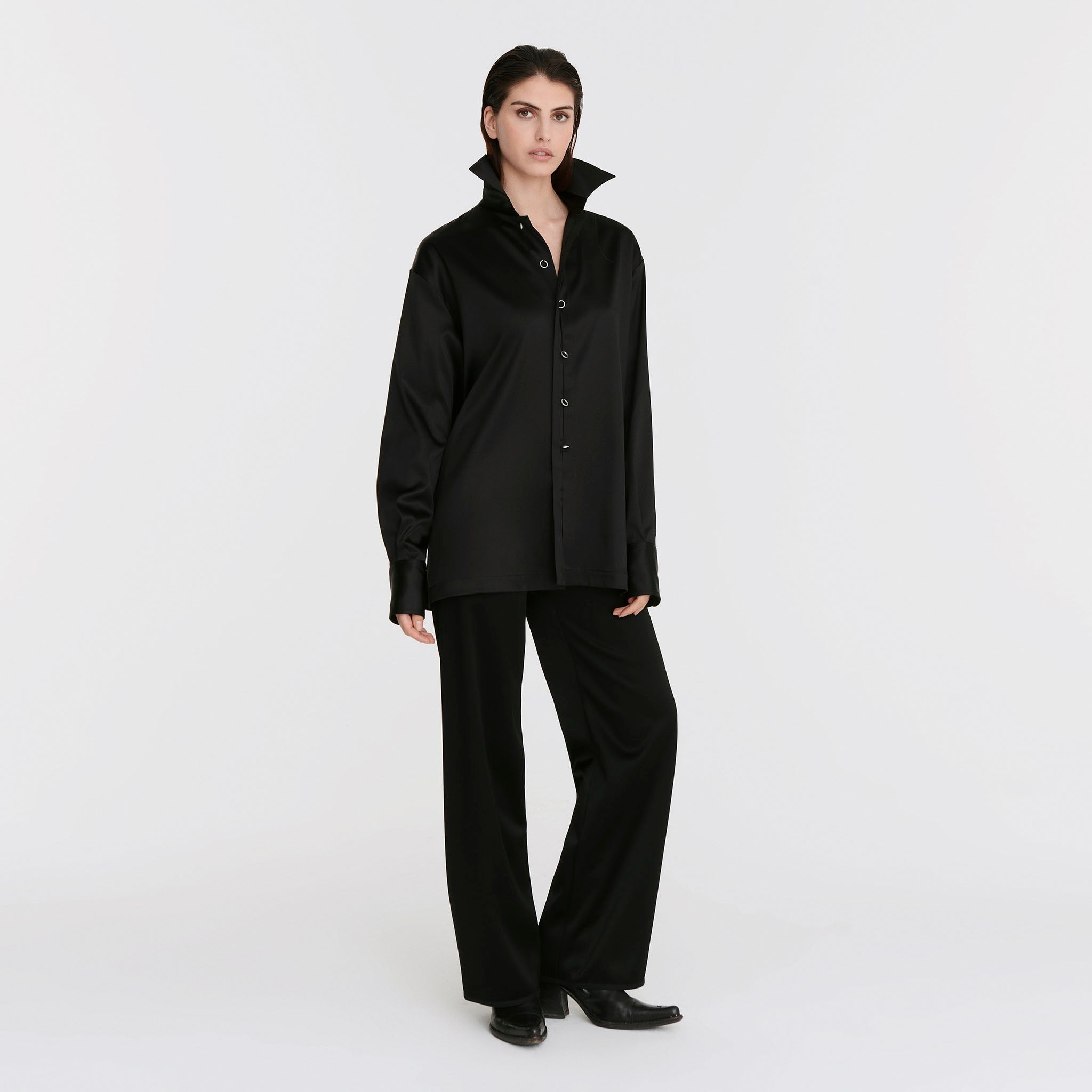 Herma Shirt in Black Satin