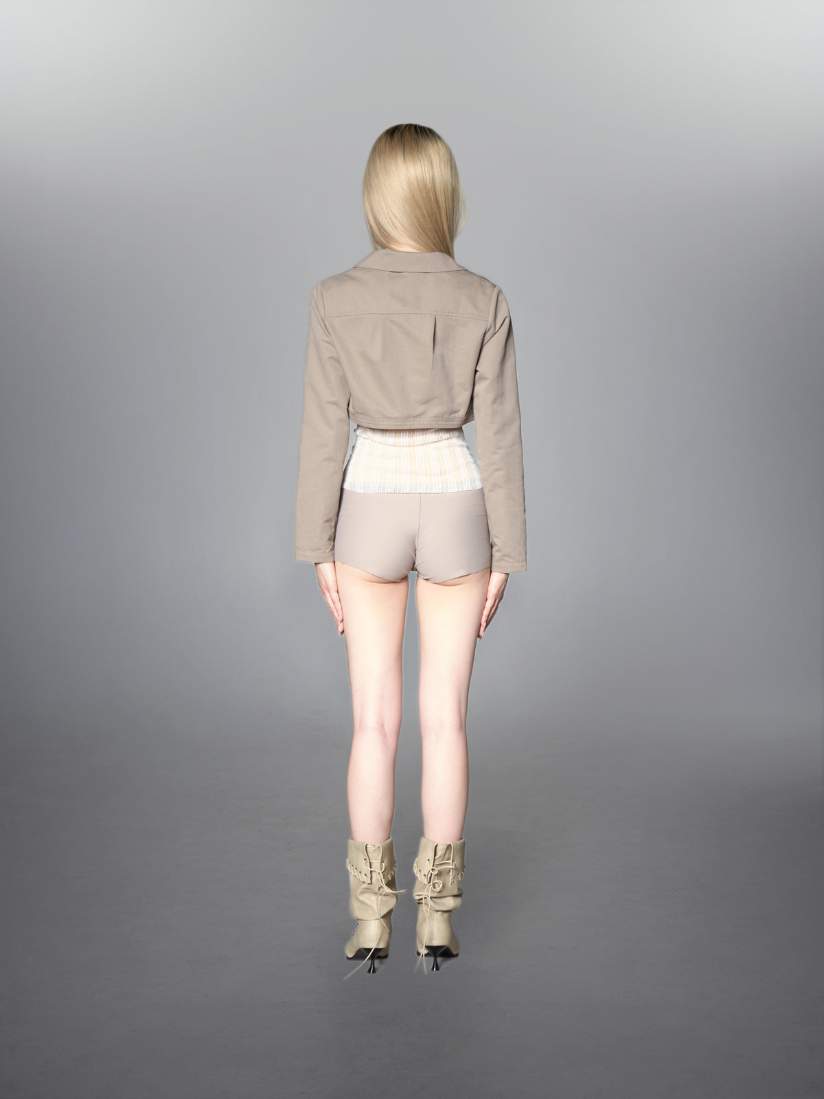 Temple Cropped Jacket in Taupe