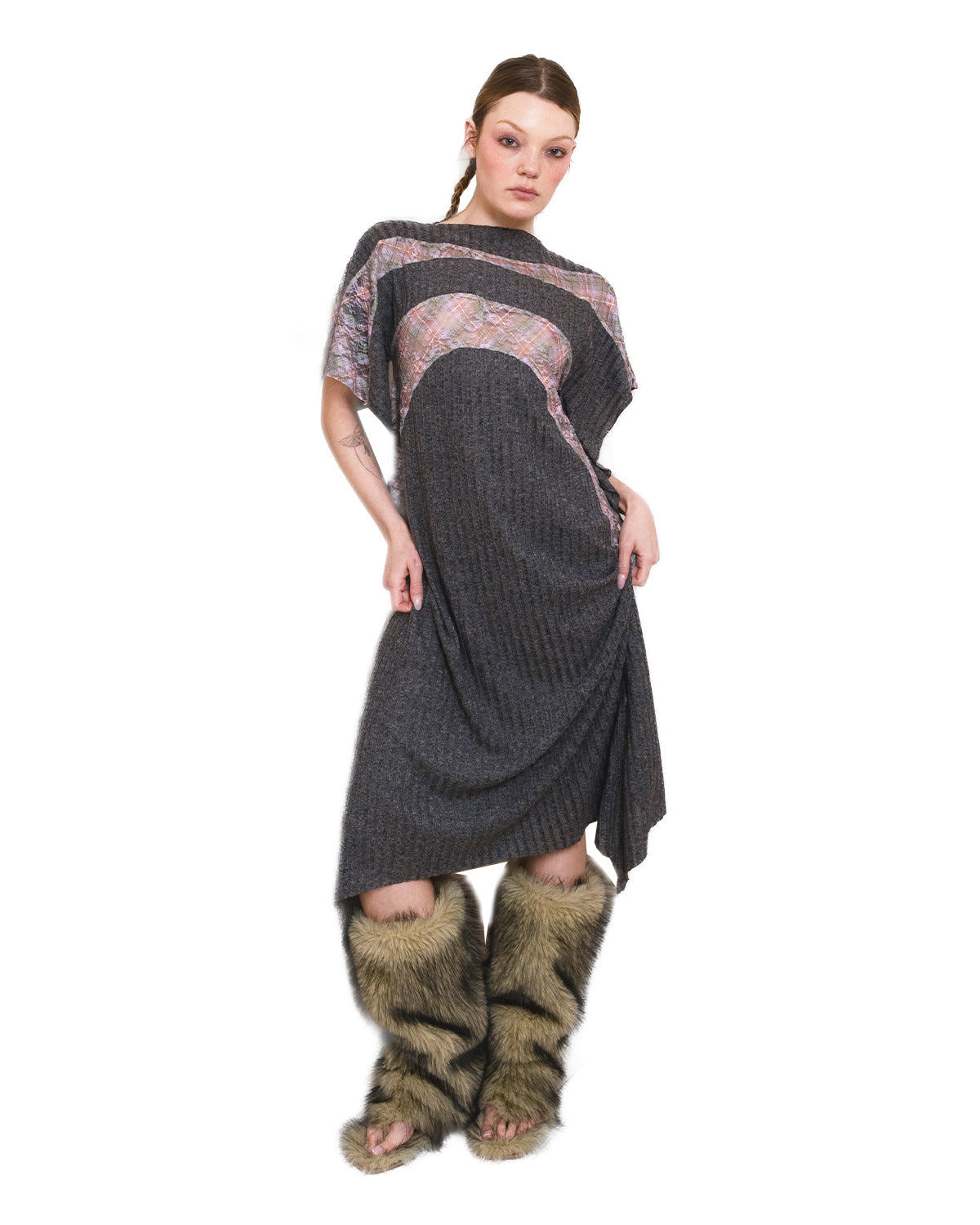 Straw Yellow Faux Fur Sandal Boots