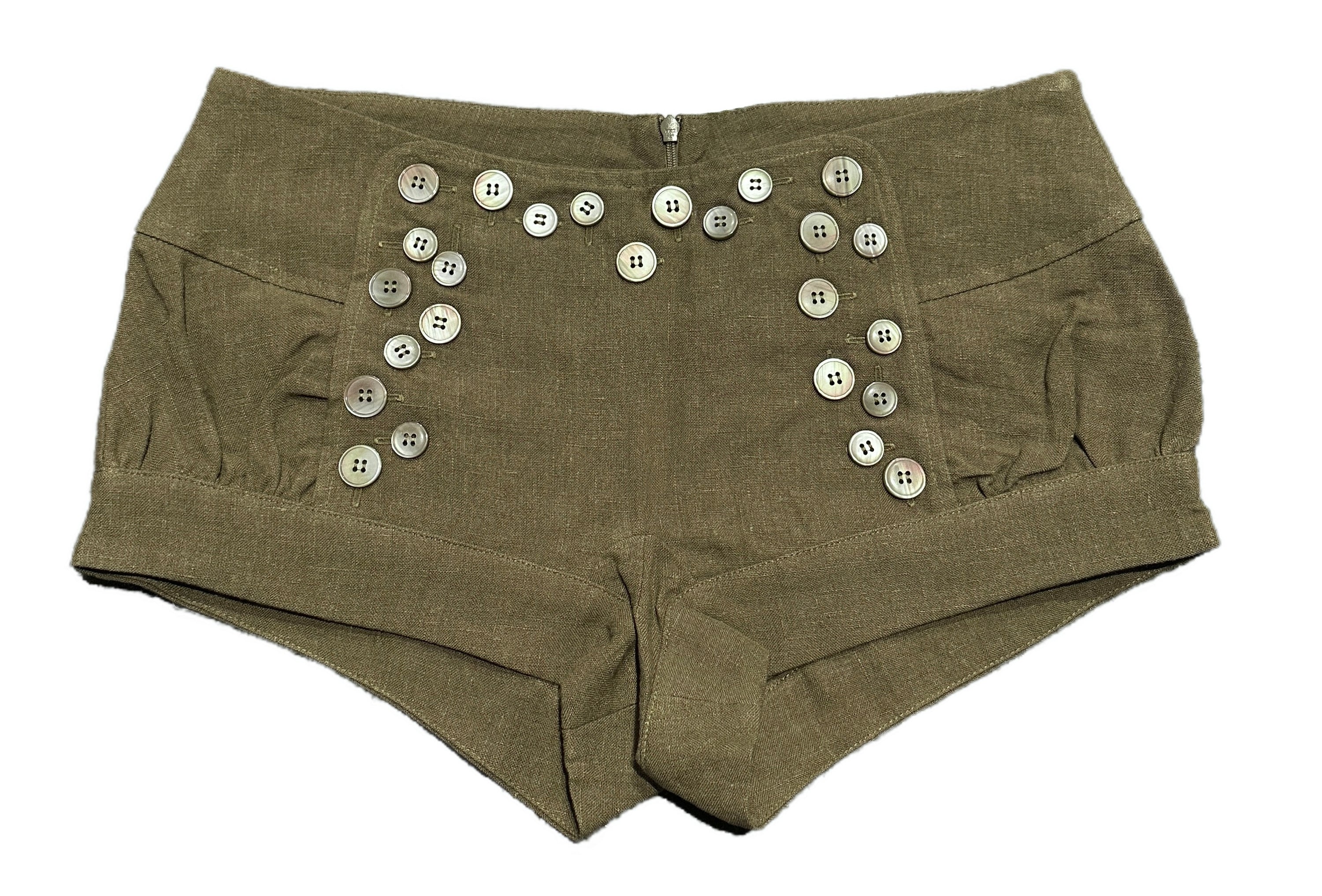 Multi-Button Sailor Shorts in Olive