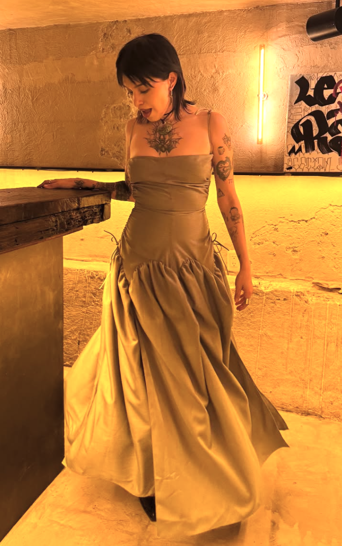 Open Back Cami Bubble Maxi Dress Office Grey Suiting