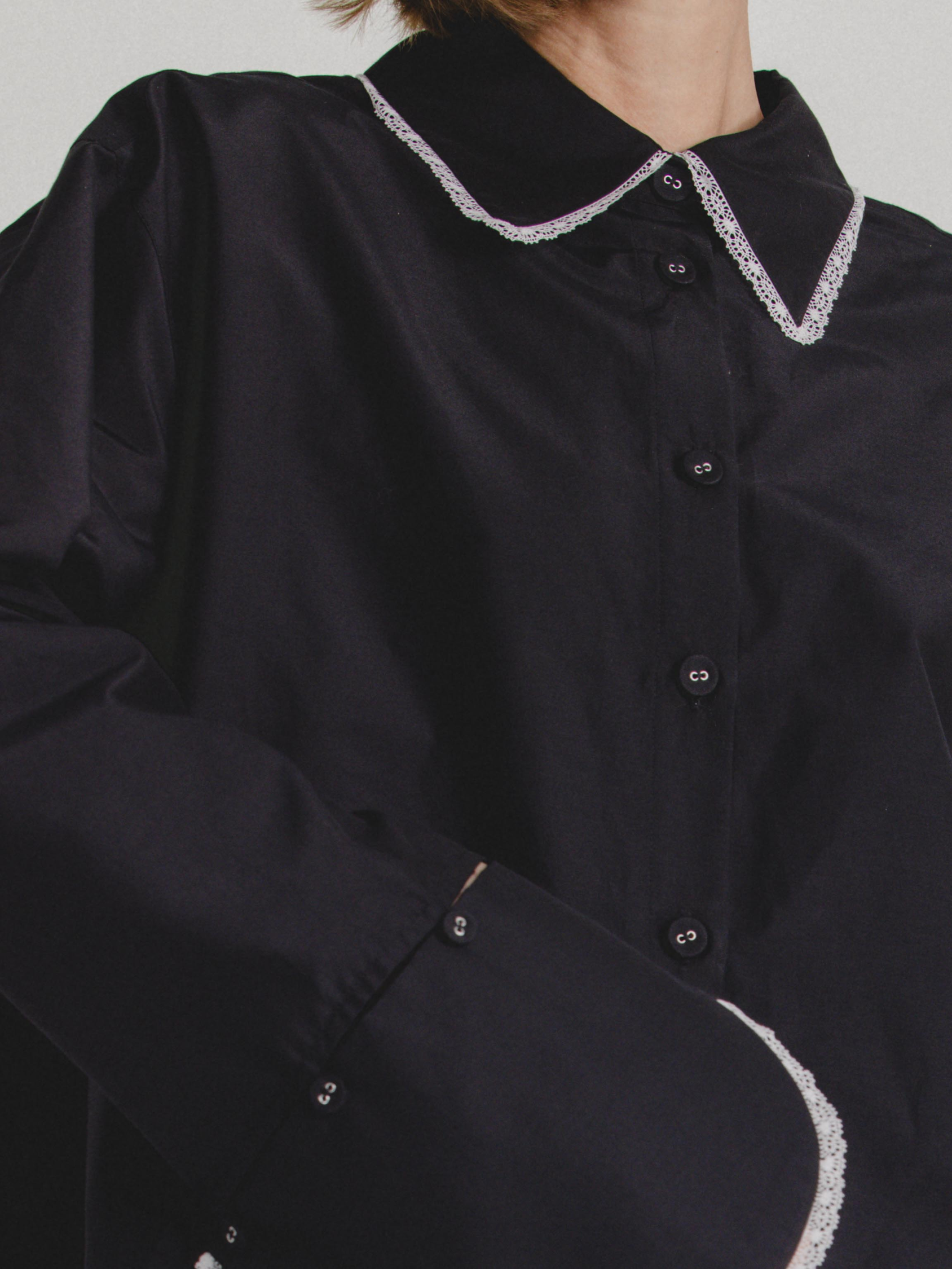 Silk-Cotton Shirt in Black