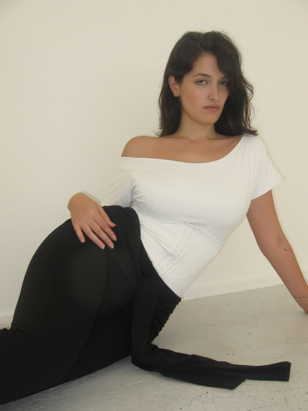 BOAT NECK CORSET TOP - WHITE