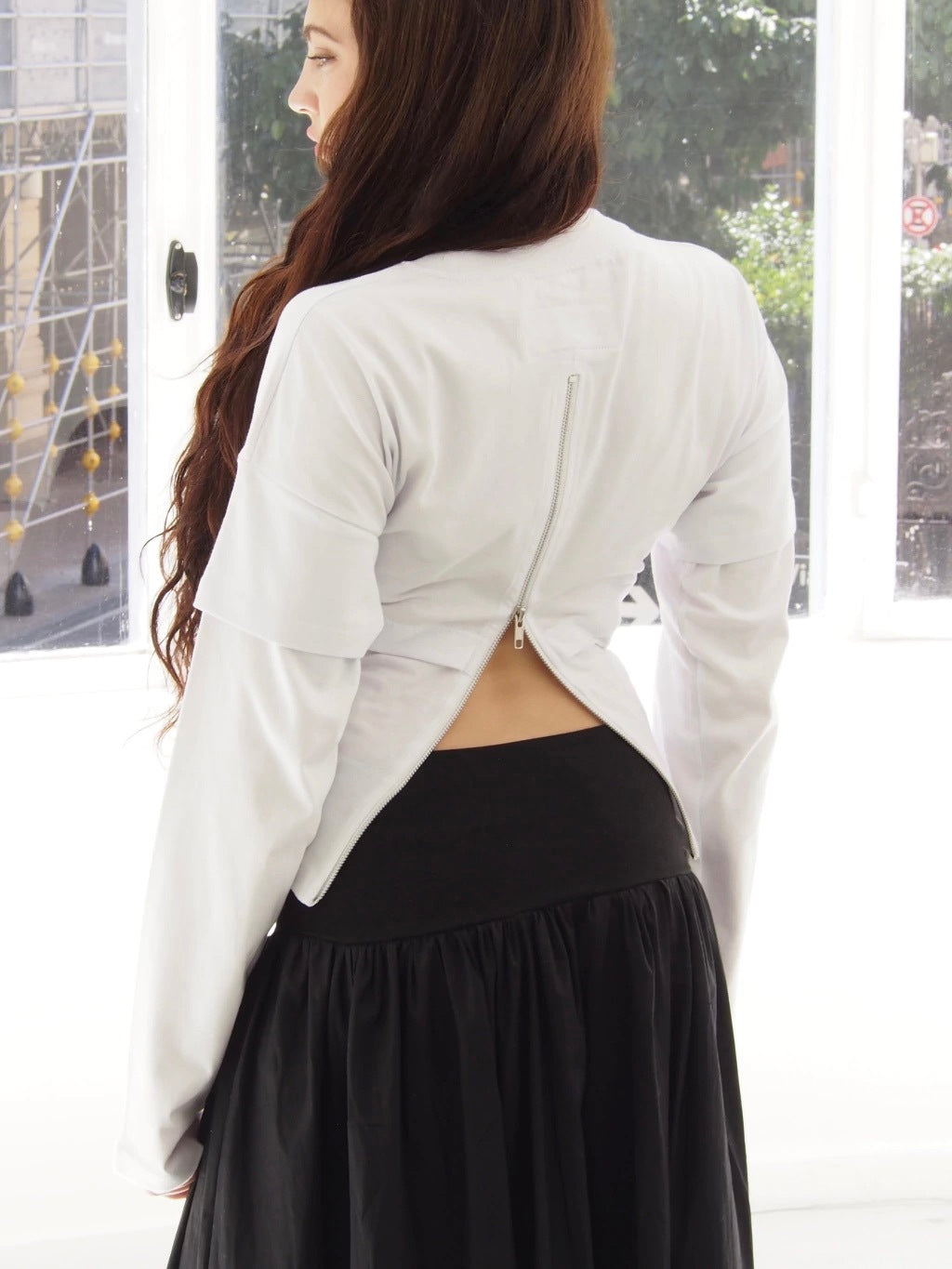 REMERA ZIP ON THE BACK - LONG SLEEVE - WHITE